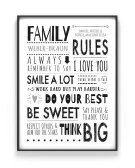 Familienregeln Poster | Personalisierte Familien Poster mit Namen | Printcandy