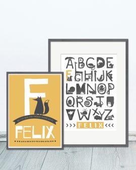 Namenposter Tiere | Personalisierte Kinder Poster mit Buchstaben | Printcandy