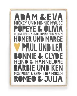 Famous Love Poster mit berühmte Liebespaare | Personalisierbar | Printcandy