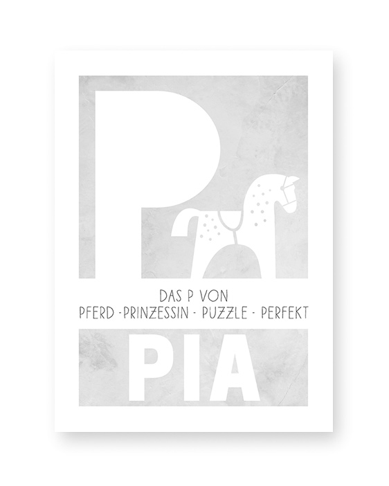 Personalisiertes Namensposter Mädchen mit Buchstaben P | Printcandy