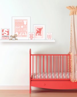 Wanddekoration Babyzimmer | Mädchen | Personalisierter Poster | Farbe Rosa | Printcandy