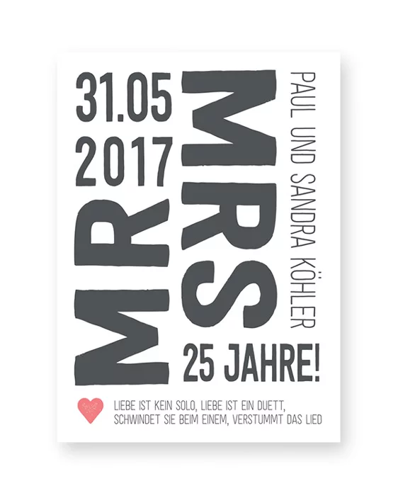 Mr and Mrs Poster - Personalisierter Kunstdruck online selber machen bei Printcandy