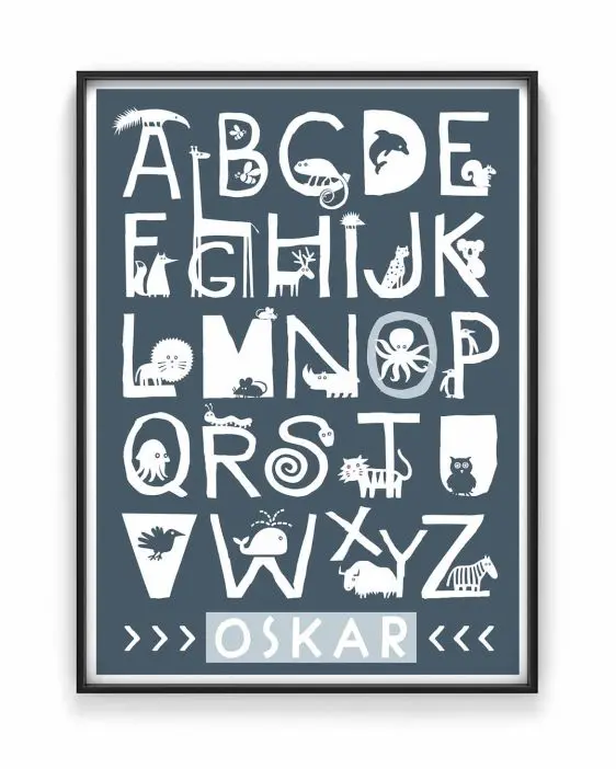 Alphabet Poster Tiere - Kinderzimmer-Poster-online-selber-machen-bei-Printcandy-