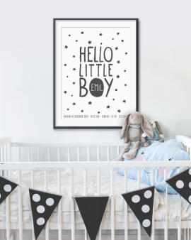 Babyposter Hello Little One - Baby Geburtsposter - Poster online selber gestalten bei Printcandy