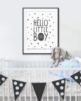 Babyposter Hello Little One - Baby Geburtsposter - Poster online selber gestalten bei Printcandy
