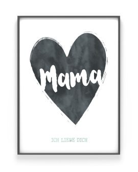 Art Print Herz mit eigenem Text | Personalisiertes Muttertagsgeschenk | Schwarz Weiss mit Minz | Printcandy