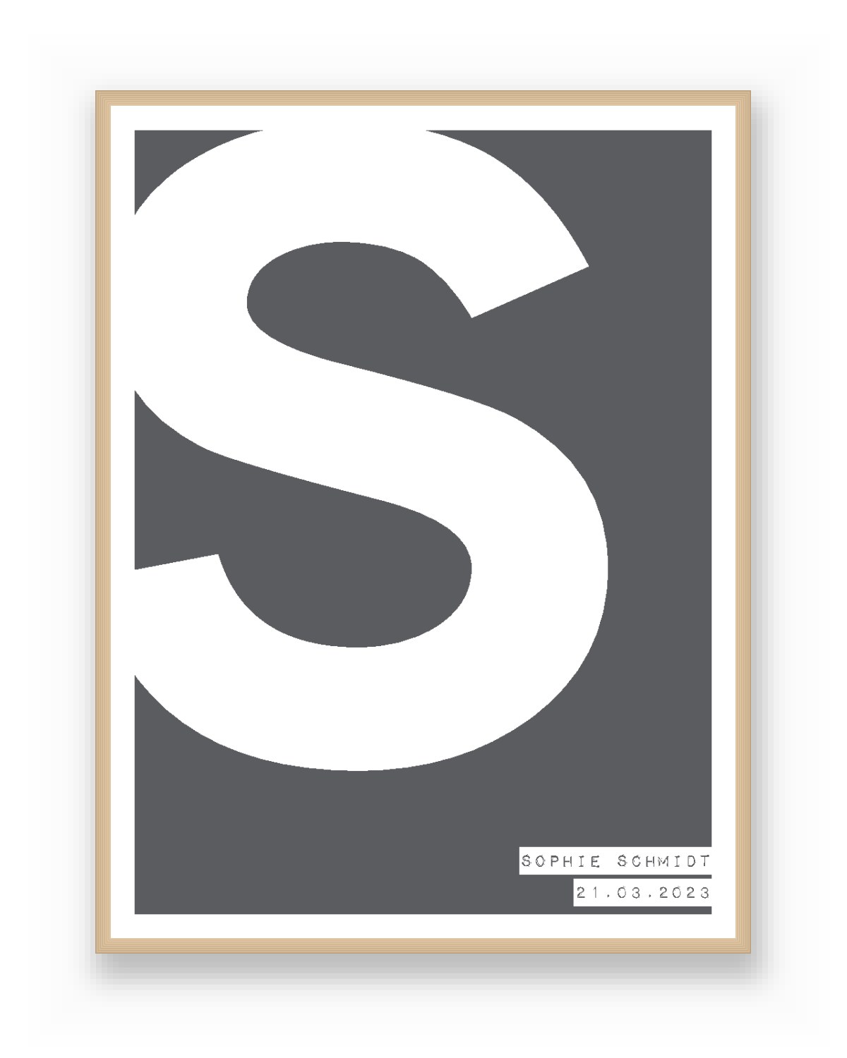 Buchstaben Print mit großem Buchstaben und Namen