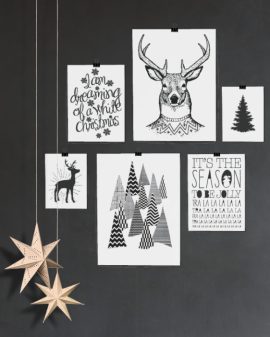 Poster-Set Weihnachten | 6 X Schwarz-Weiß Weihnachts-poster | Printcandy