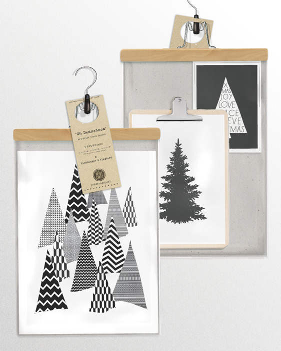 Poster Weihnachtsbaum - Poster zu Weihnachten Print Schwarz Weiß Kunstdruck Bild Weihnachtsbaum