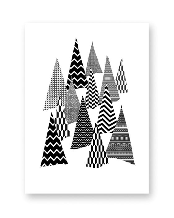 Schwarz Weiß Druck Poster Kunstdruck Weihnachten Bild Print Christmas Weihnachtsbaum