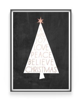 Weihnachtsposter X-mas tree | Christbaum - schwarz-weiss- kupfer- Poster Weihnachten | Printcandy