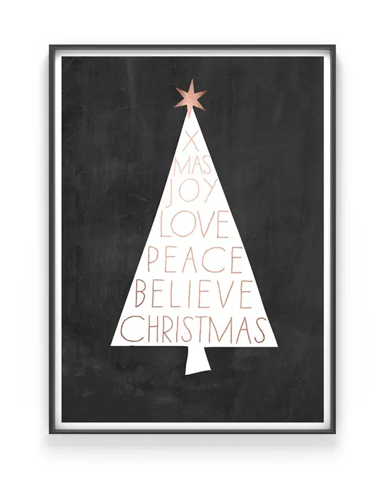 Weihnachtsposter X-mas tree | Christbaum - schwarz-weiss- kupfer- Poster Weihnachten | Printcandy