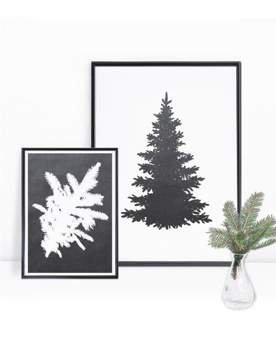 coole Xmas Dekorationsidee - Weihnachtsposter Tannenbaum Silhouette - Poster Weihnachten selber gestalten mit Printcandy