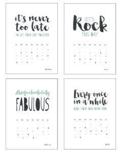 Kalender 2018 mit motivierenden Sprüchen auf Holzklemmbrett Printcandy