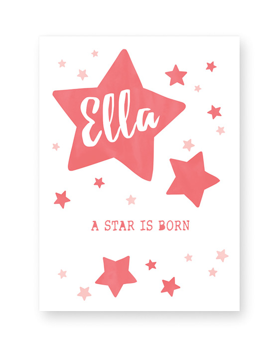 Baby Poster Sterne - für Kinderzimmer - Personalisiert mit Name