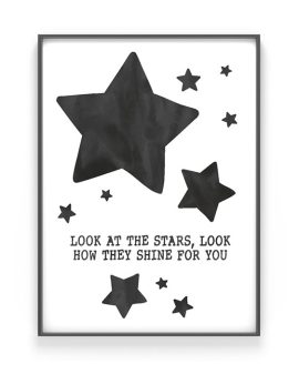 Baby Poster Sterne | Personalisiert | Schwarz Weiss | Printcandy