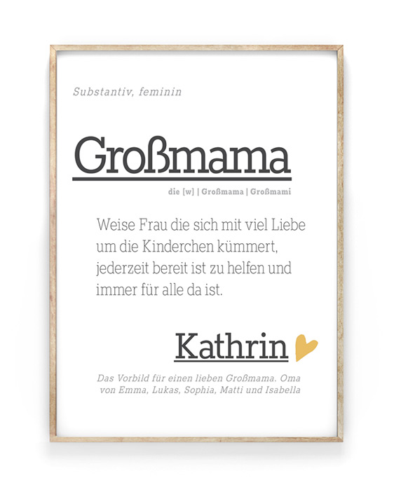 Personalisierter Oma Wörterbuch Poster mit Name