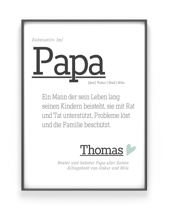 Poster Wort Definition | Personalisiert | Papa Wörterbuch Poster