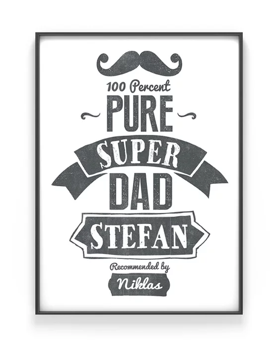 Super Dad Print | Papa Poster in schwarz weiss | Vatertag | Printcandy