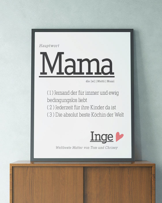 Poster Wort Definition | Personalisiert | Wortbuch Poster Mama| Printcandy