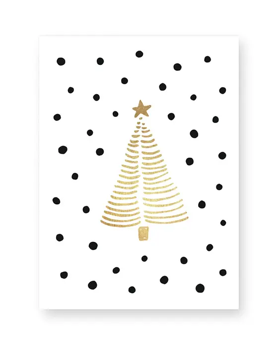 Weihnachtsbaum Poster - gold mit Punkten- Weihnachts Dekoration - Printcandy