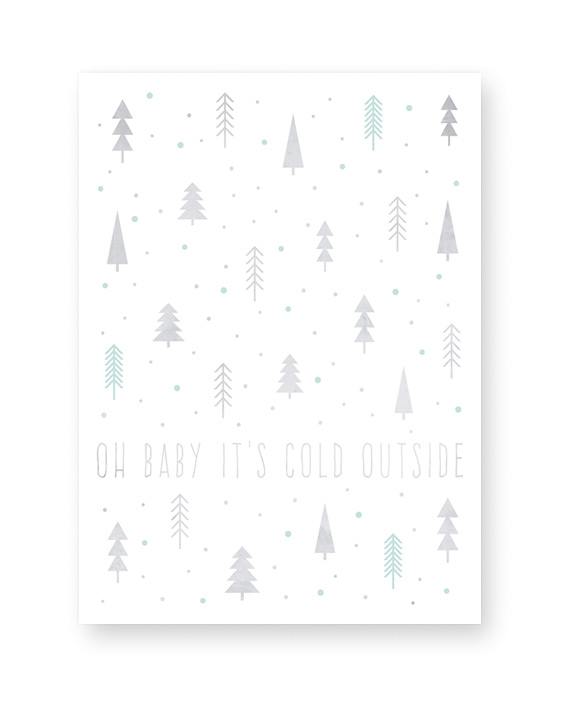 Winter Poster - mit meinem Text- Winterwald Design - grau türkis - Printcandy