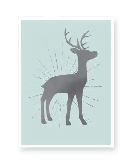 Poster zu Weihnachten mit Hirsch Silhouette- mint - Printcandy