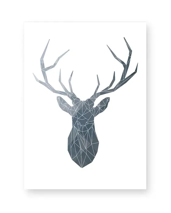 Abstraktes Poster von einem Hirsch - monochrom- Printcandy