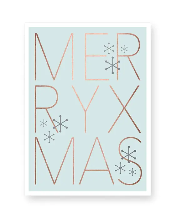 Weihnachts Poster mit Text Merry Xmas - Mint - kupfer- Printcandy