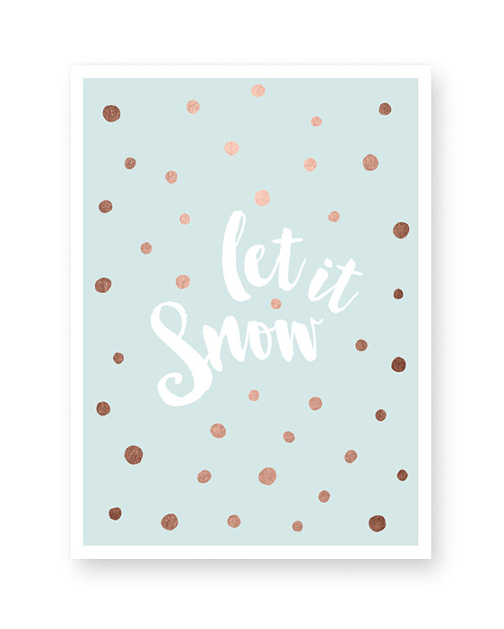 Weihnachten Text Poster - Let it Snow - Pastel Blau - Printcandy