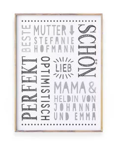 Mama Poster | Personalisiertes Poster zum Vatertag | Schwarz Weiss | Printcandy