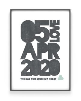 Save the Date Poster | Personalisiert | Schwarz Weiss mit Minz | Printcandy
