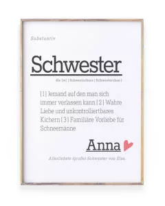Schwester Wörterbuch Poster mit Name