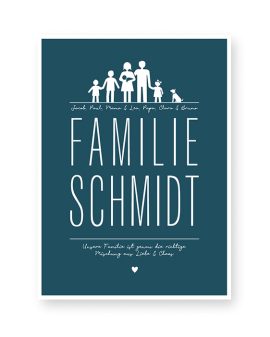 Poster Familie | Personalisierte Familien Poster mit Familie Ikons, Namen und eigenem Text | Printcandy