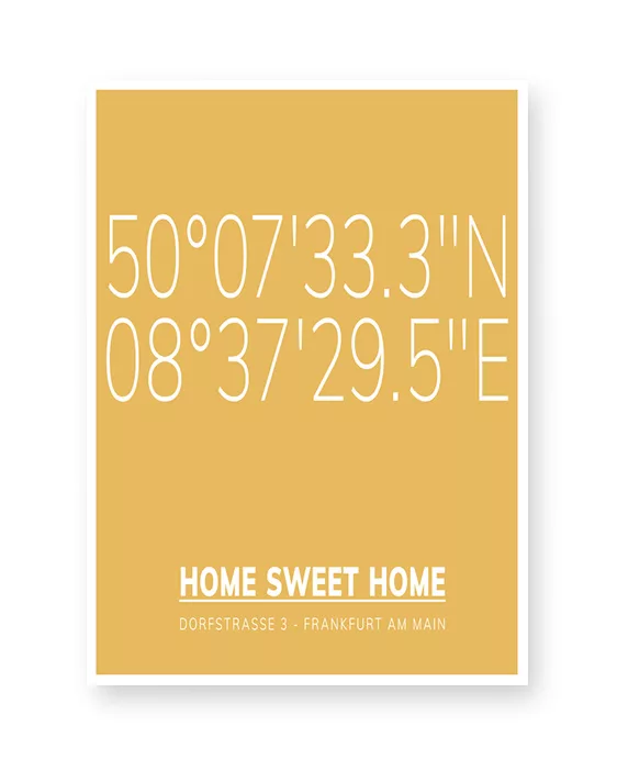 Poster mit Koordinaten Home | Printcandy
