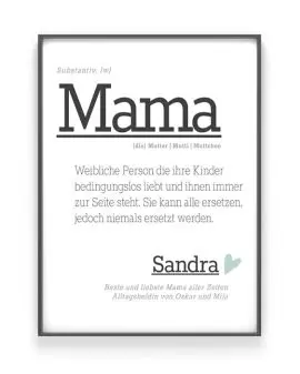 Personalisiertes Wörterbuch Poster mit Name für Mama