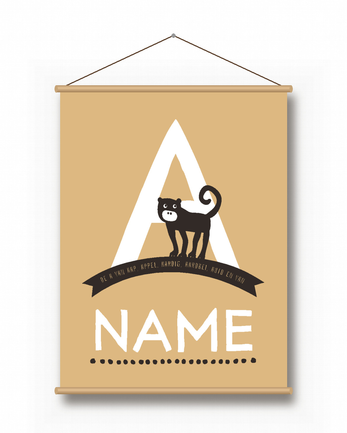 Textilposter – Eigener Name mit Tier - Printcandy
