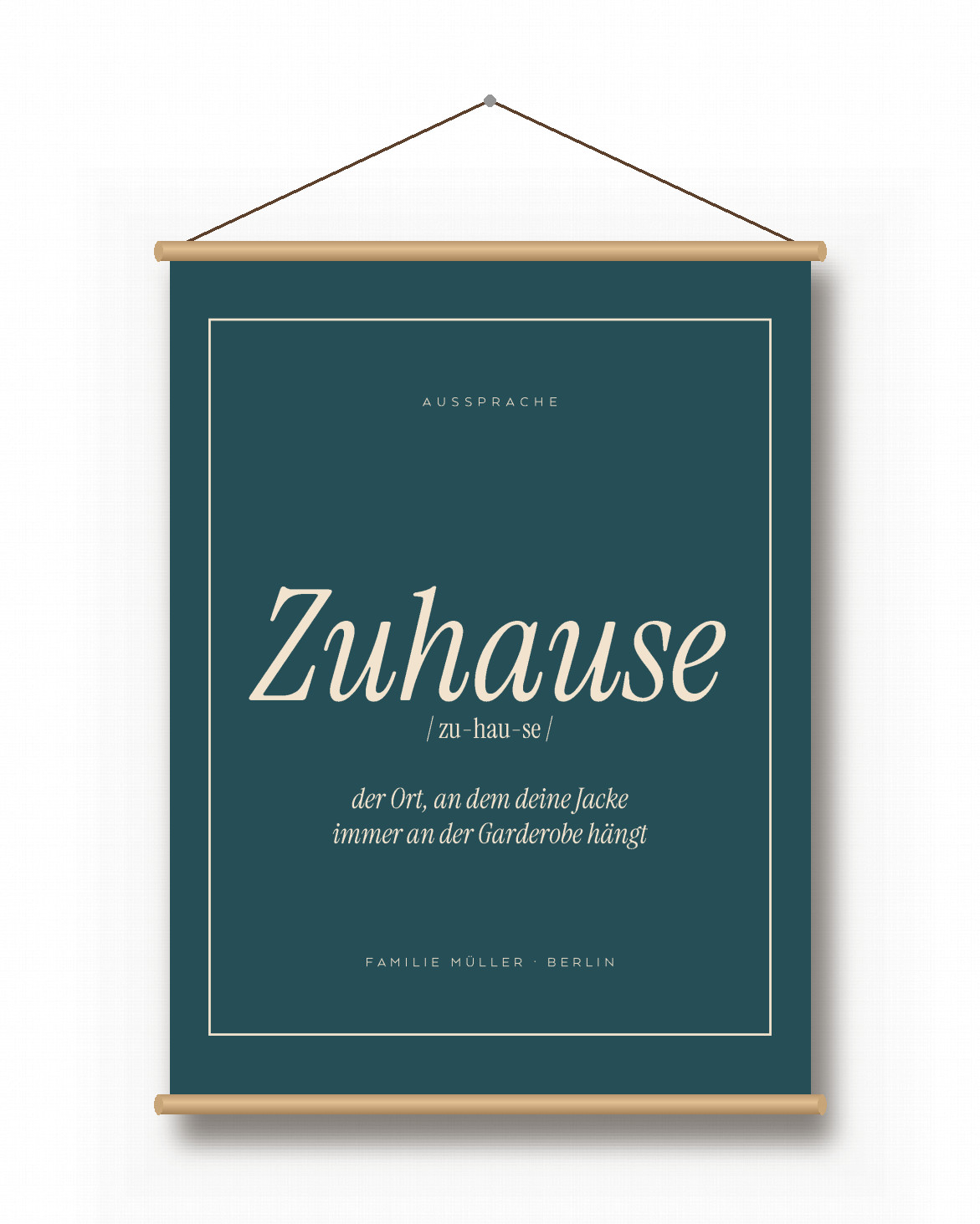 Textilposter mit Text – Wort mit Aussprache Textilposter mit Text – Wort mit Aussprache - Printcandy
