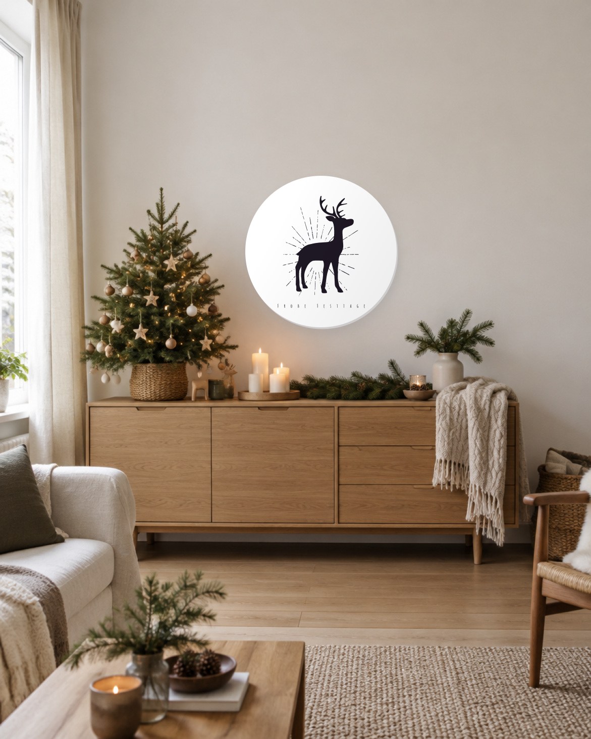 Wandkreis Weihnachten – Hirsch-Silhouette Wandkreis Weihnachten – Hirsch-Silhouette - Printcandy